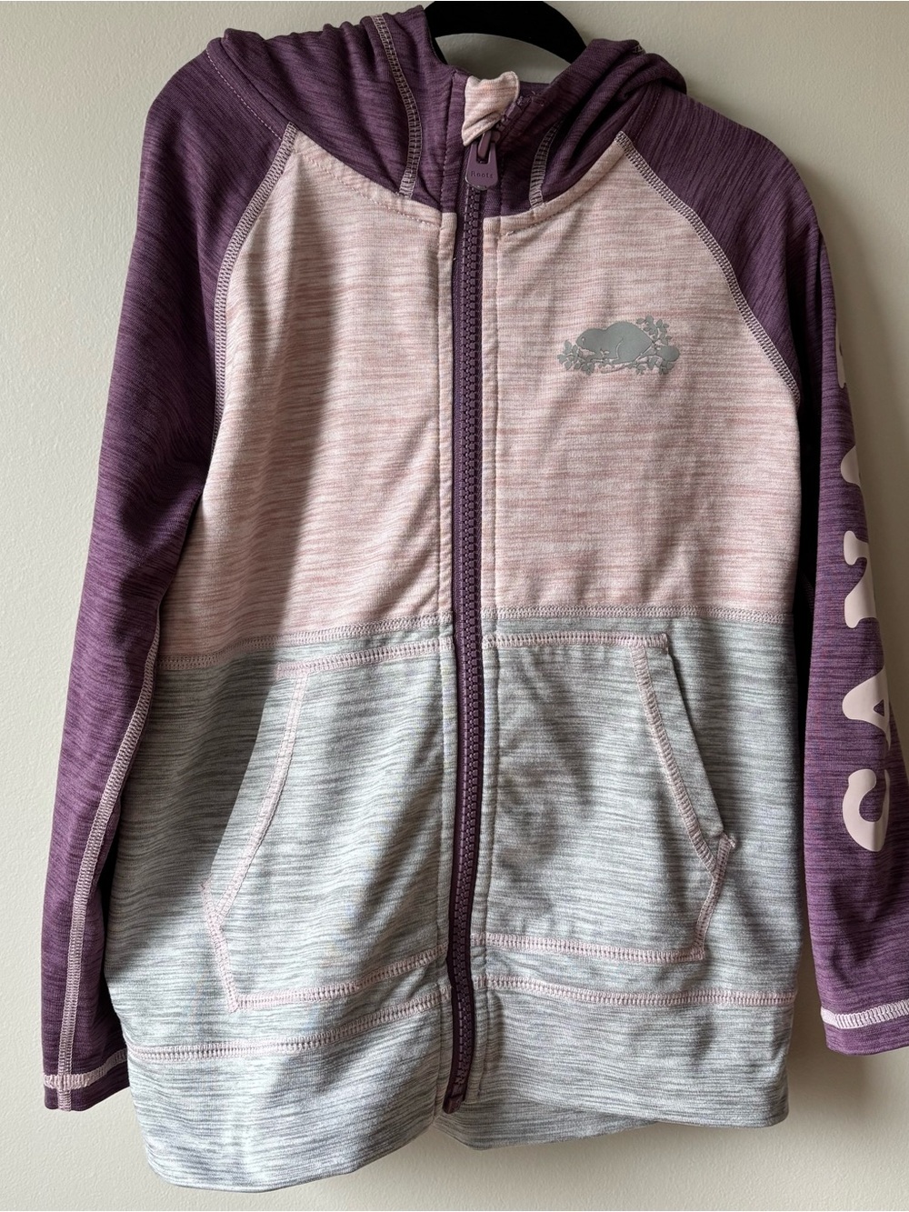 Roots Kids Colorblock Zip Hoodie - Purple/Pink/Gray 5T